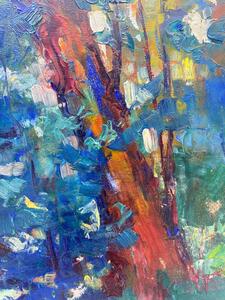 Impressionist oil painting on panel landscape by Emile Lecomte