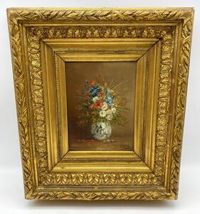 XIX Eugène Petit oil flower painting 
