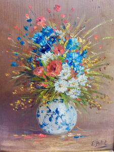 XIX Eugène Petit oil flower painting 
