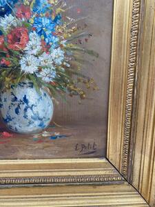 XIX Eugène Petit oil flower painting 
