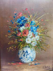 XIX Eugène Petit oil flower painting 