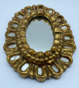First half XX century French carved small giltwood sunburst mirror with inclusions 
