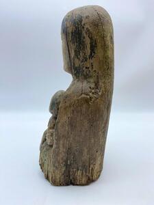 Haute Epoque Gothic wooden Folk Art statue Virgin and child 