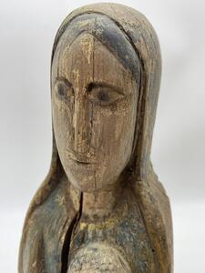 Haute Epoque Gothic wooden Folk Art statue Virgin and child 