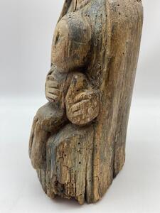 Haute Epoque Gothic wooden Folk Art statue Virgin and child 