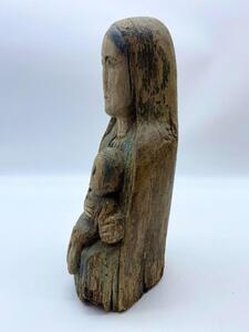 Haute Epoque Gothic wooden Folk Art statue Virgin and child 