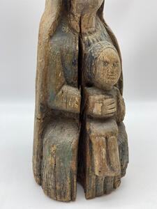 Haute Epoque Gothic wooden Folk Art statue Virgin and child 