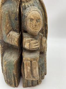 Haute Epoque Gothic wooden Folk Art statue Virgin and child 