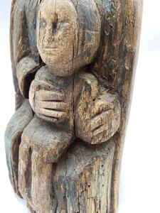 Haute Epoque Gothic wooden Folk Art statue Virgin and child 