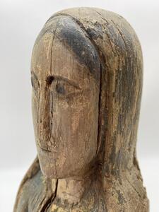 Haute Epoque Gothic wooden Folk Art statue Virgin and child 