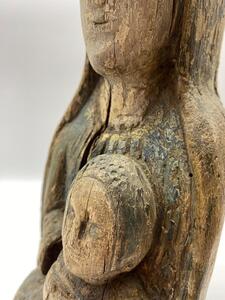 Haute Epoque Gothic wooden Folk Art statue Virgin and child 