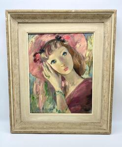 Jeanette Déséglise portrait oil painting of a young woman in pink 