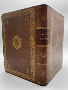 Antique faux Livres leather paper waste basket 