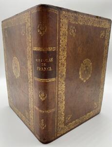 Antique faux Livres leather paper waste basket 