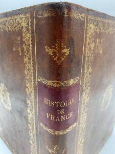 Antique faux Livres leather paper waste basket 