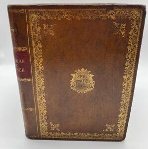 Antique faux Livres leather paper waste basket 