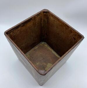 Antique faux Livres leather paper waste basket 