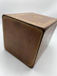 Antique faux Livres leather paper waste basket 