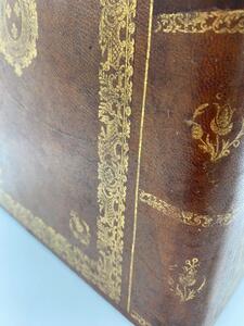 Antique faux Livres leather paper waste basket 