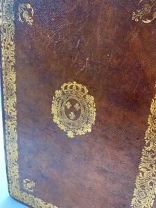 Antique faux Livres leather paper waste basket 