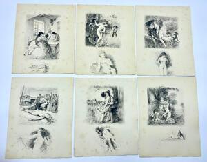 Fifteen erotic engravings by Paul Emile Bécat 