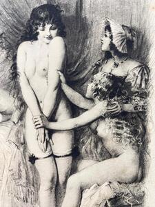 Fifteen erotic engravings by Paul Emile Bécat 