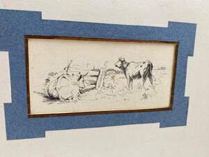 Antique collection of 22 ink animalier drawings in an album 