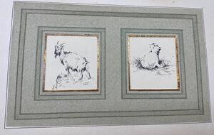 Antique collection of 22 ink animalier drawings in an album 