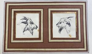 Antique collection of 22 ink animalier drawings in an album 