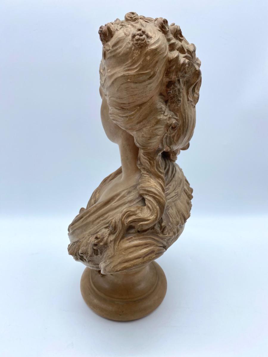France XIX century Charles Octave Lévy (1820-1899) antique terracotta female bust. 