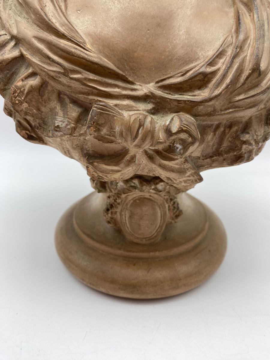 France XIX century Charles Octave Lévy (1820-1899) antique terracotta female bust. 