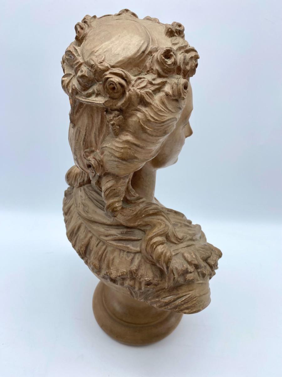 France XIX century Charles Octave Lévy (1820-1899) antique terracotta female bust. 