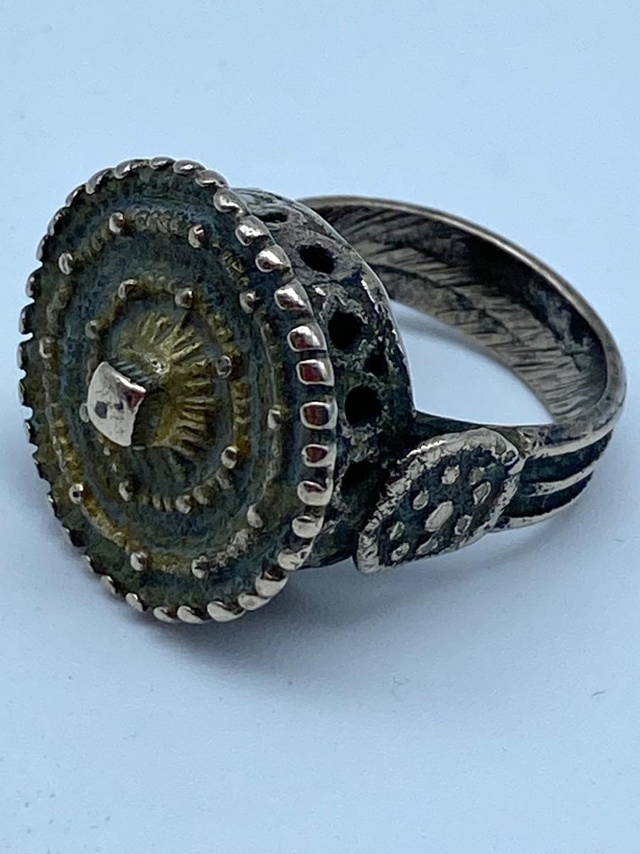 France late Byzantine Haute Epoque knights silver gilded ring 