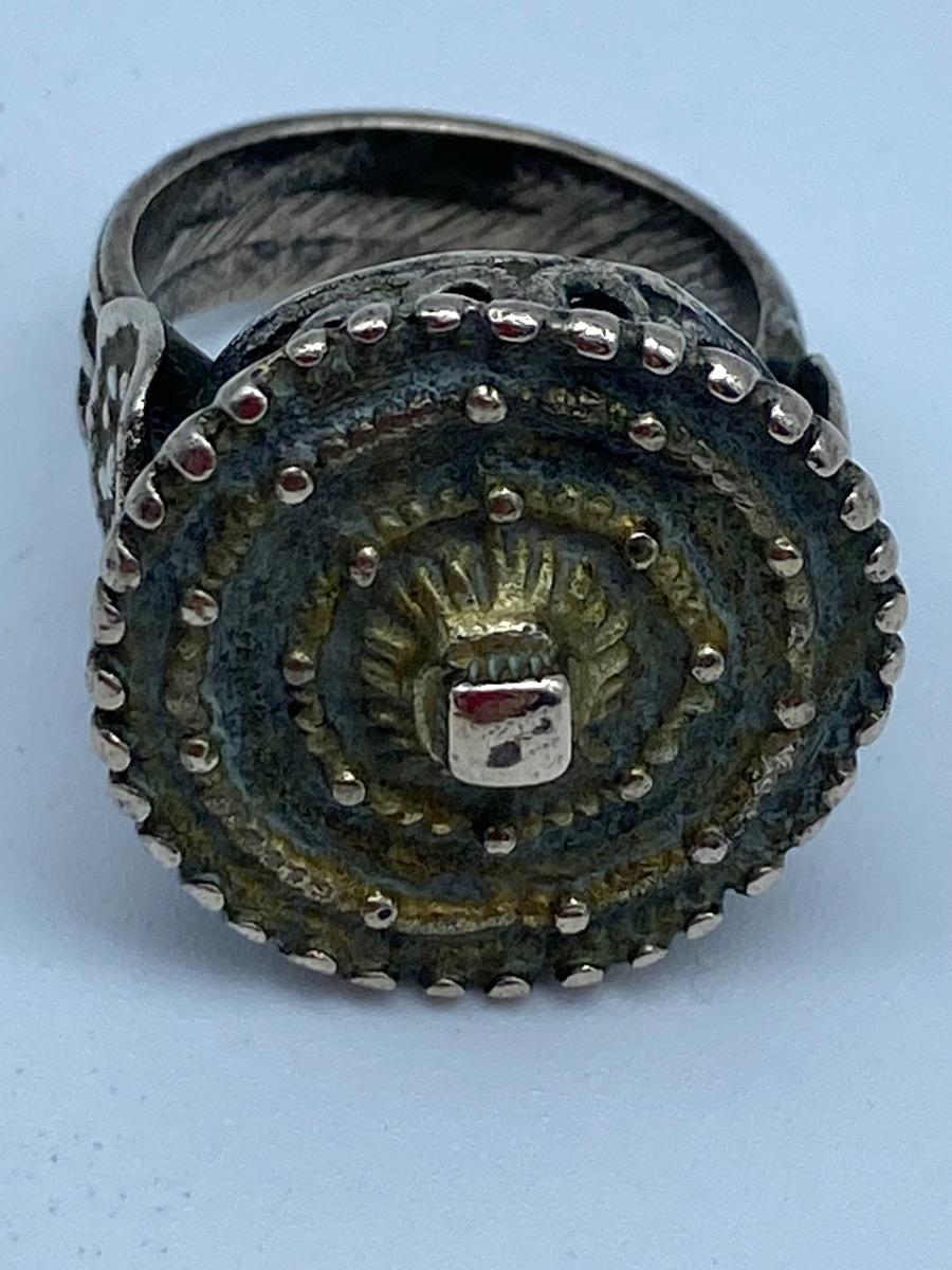 France late Byzantine Haute Epoque knights silver gilded ring 