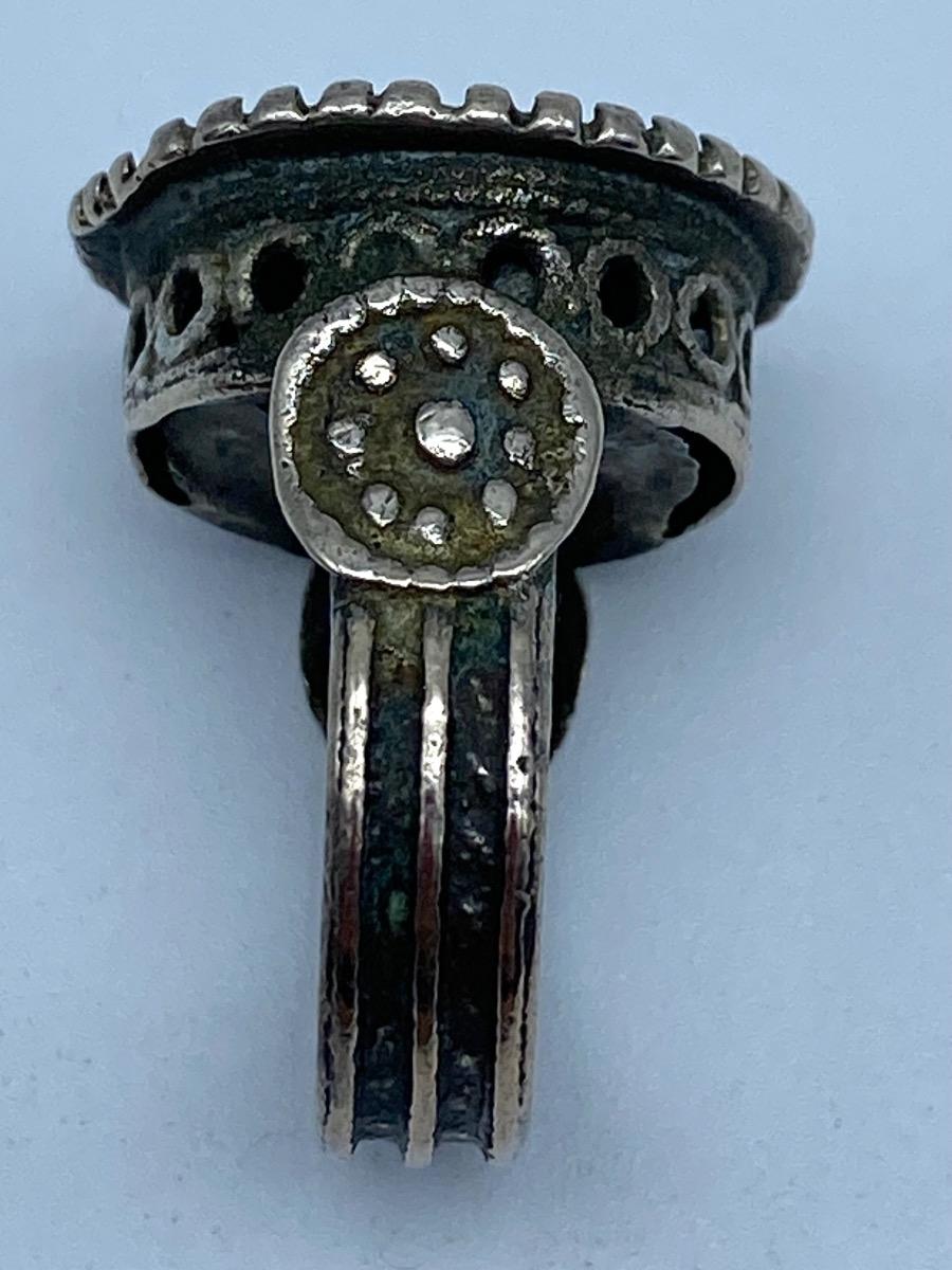 France late Byzantine Haute Epoque knights silver gilded ring 