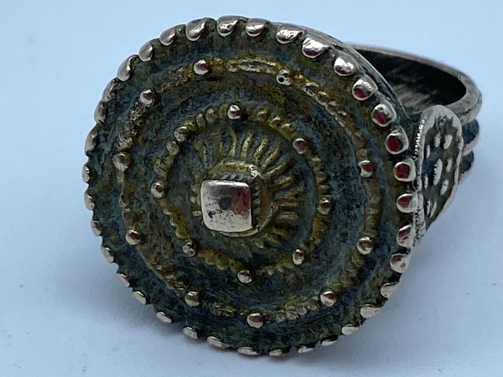 France late Byzantine Haute Epoque knights silver gilded ring 