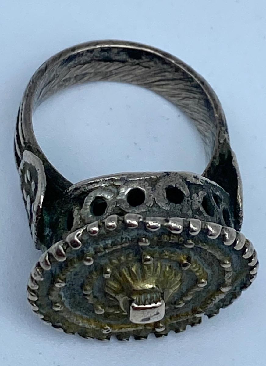 France late Byzantine Haute Epoque knights silver gilded ring 