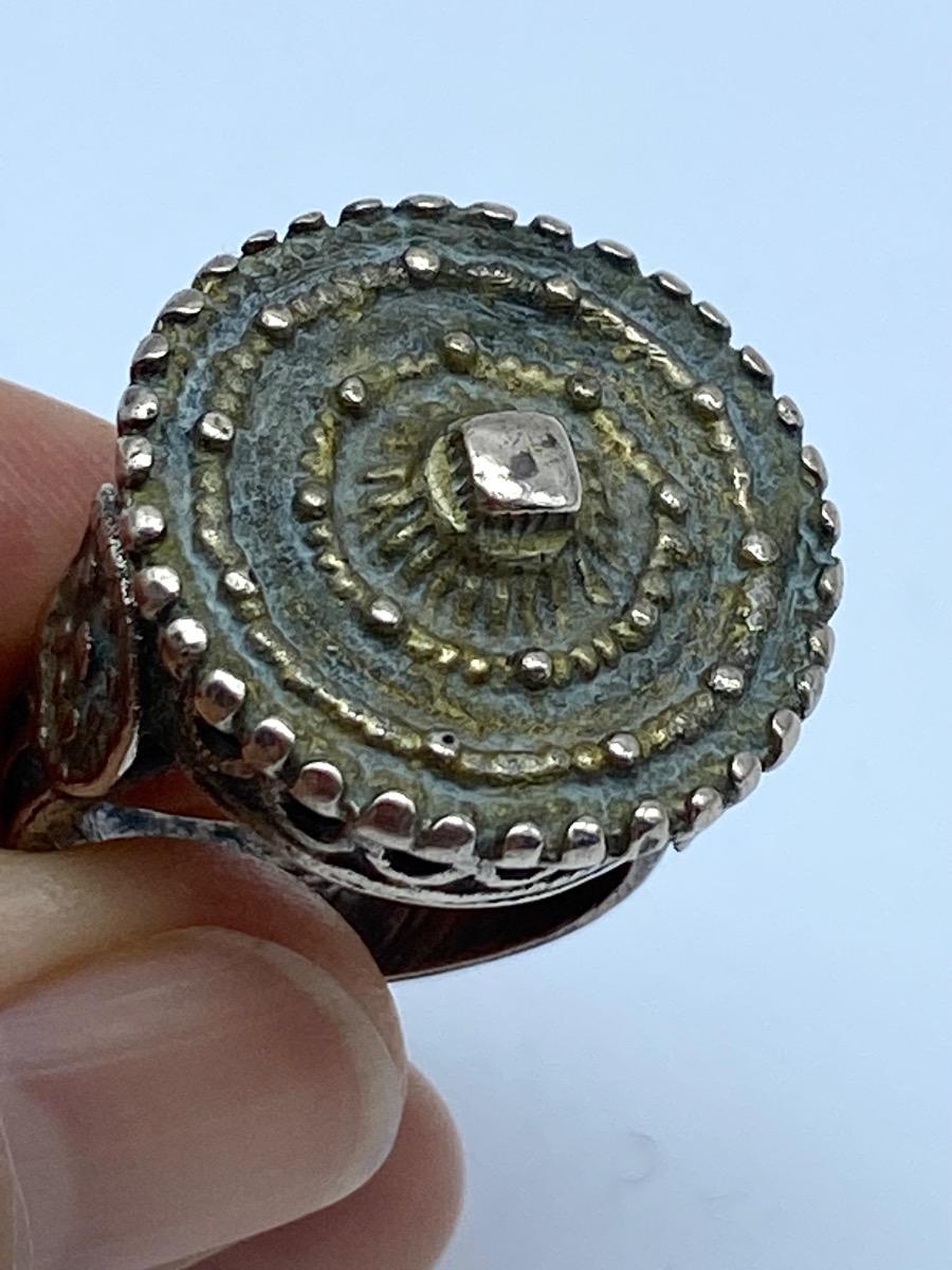 France late Byzantine Haute Epoque knights silver gilded ring 