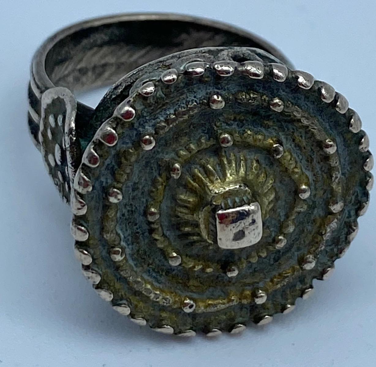 France late Byzantine Haute Epoque knights silver gilded ring 