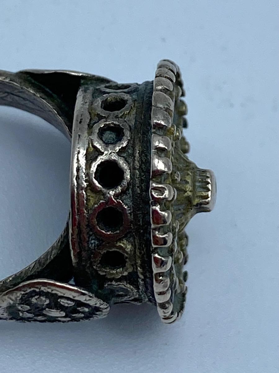 France late Byzantine Haute Epoque knights silver gilded ring 