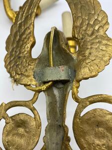 French antique Empire col de cygne bronze gilded appliques 