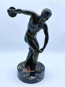 Grand Tour 19th century bronze statue Discobolus Discus Thrower after Myron the Antique