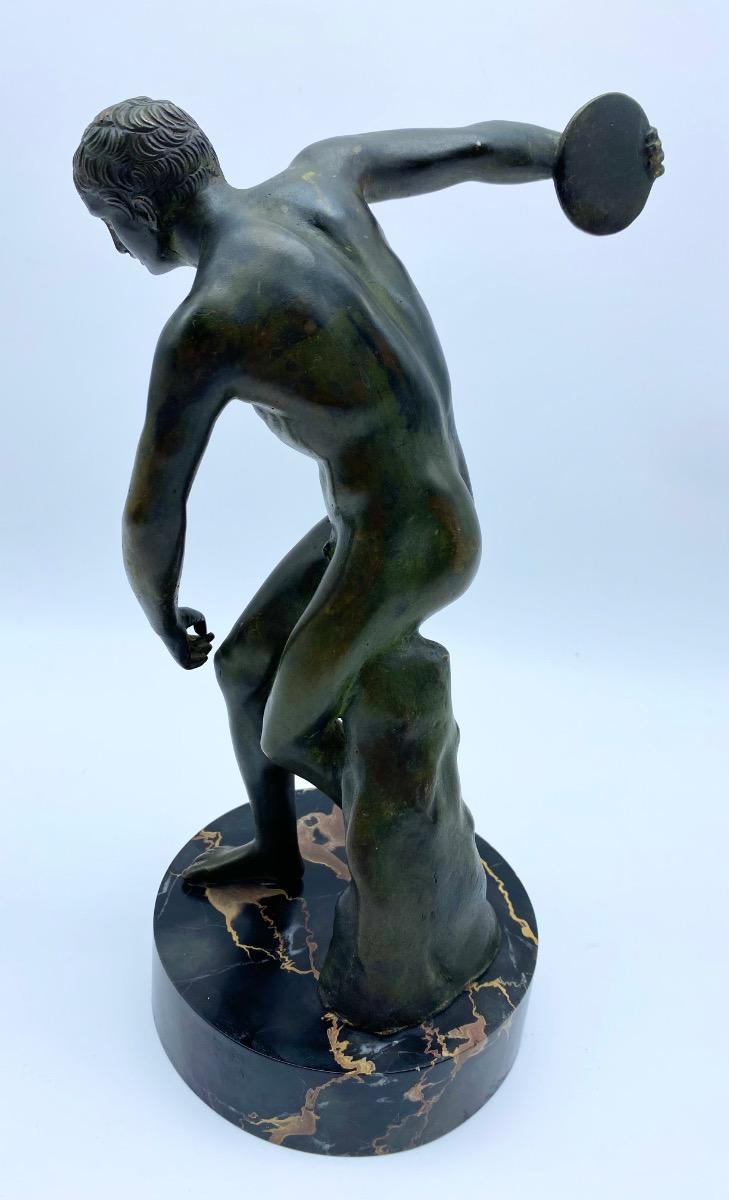 Grand Tour 19th century bronze statue Discobolus Discus Thrower after Myron the Antique