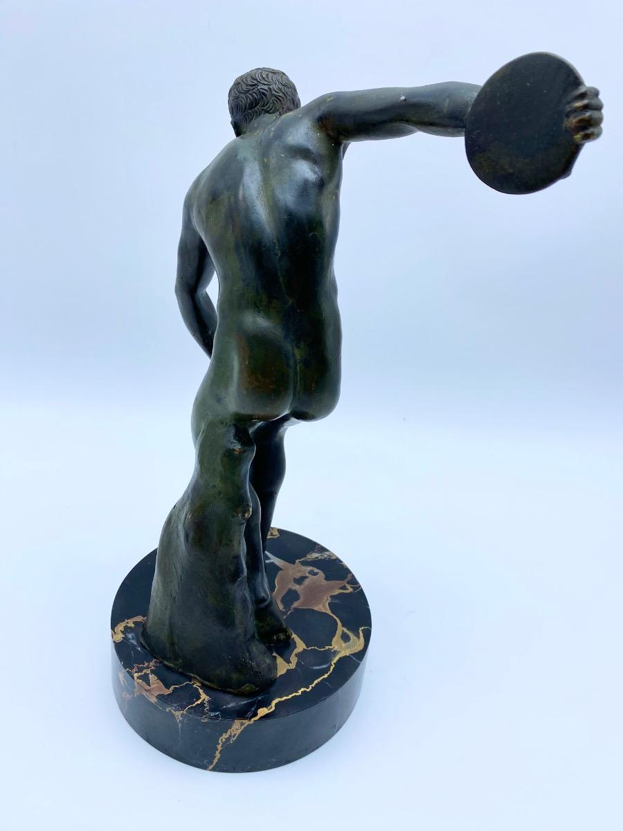Grand Tour 19th century bronze statue Discobolus Discus Thrower after Myron the Antique