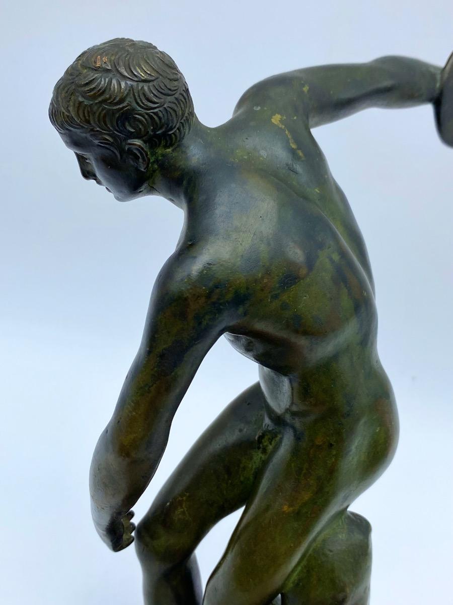 Grand Tour 19th century bronze statue Discobolus Discus Thrower after Myron the Antique