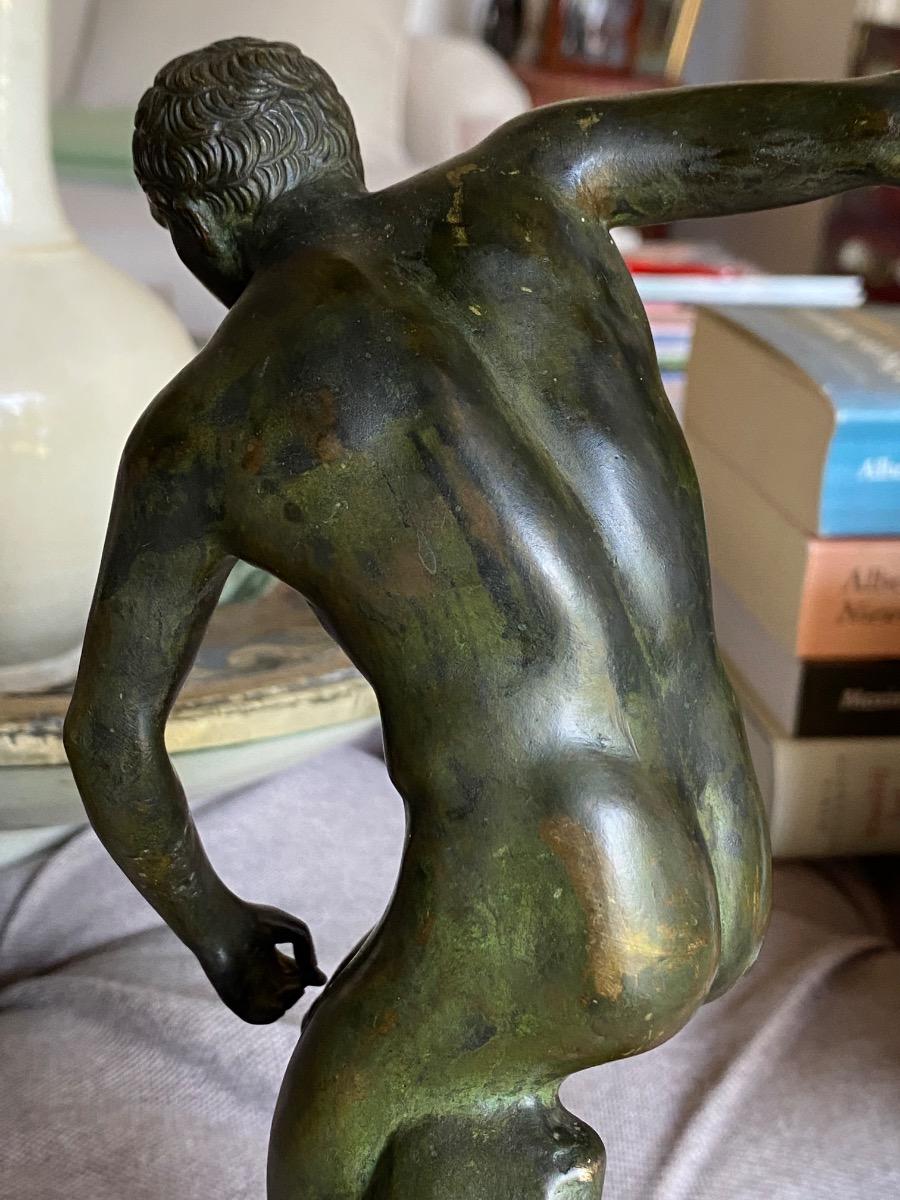 Grand Tour 19th century bronze statue Discobolus Discus Thrower after Myron the Antique