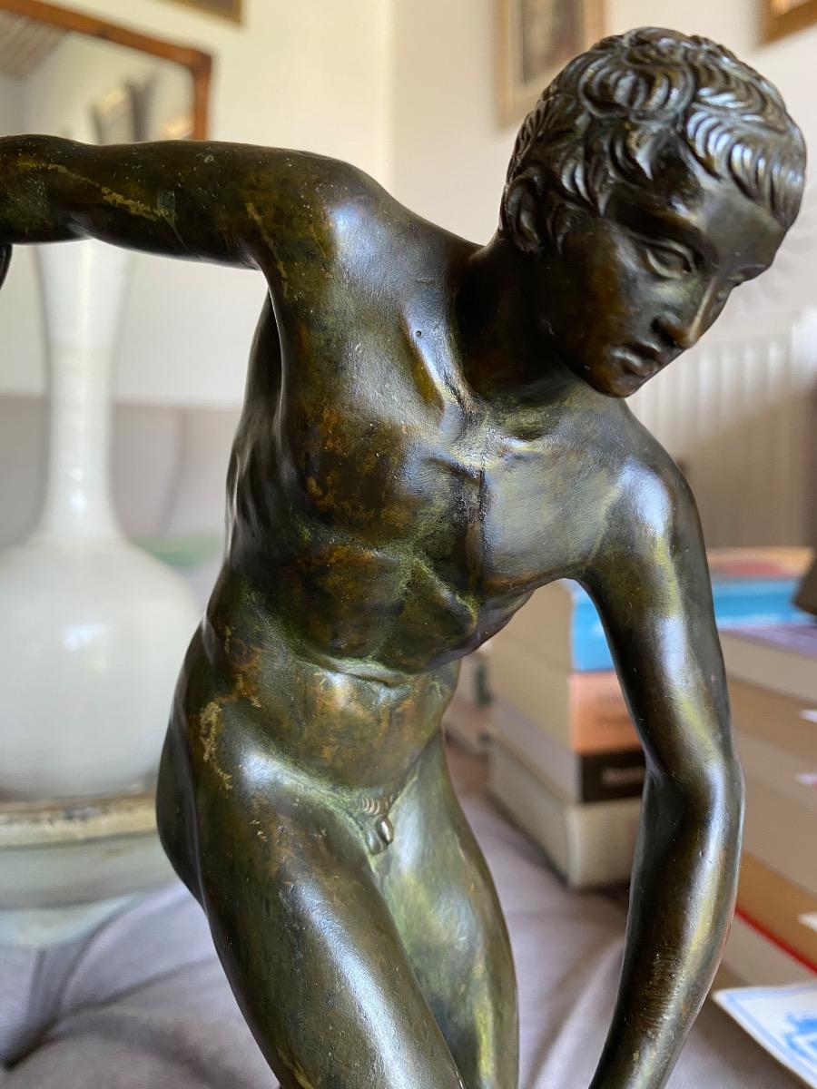 Grand Tour 19th century bronze statue Discobolus Discus Thrower after Myron the Antique