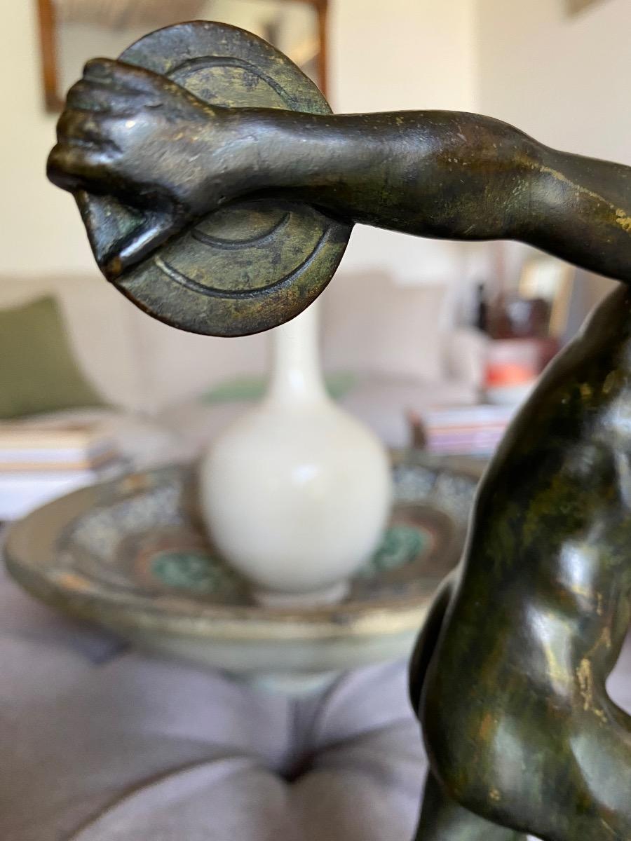 Grand Tour 19th century bronze statue Discobolus Discus Thrower after Myron the Antique