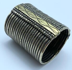 Harar Ethiopia Oromo ethnic coin silver and gilded sleef bracelet 