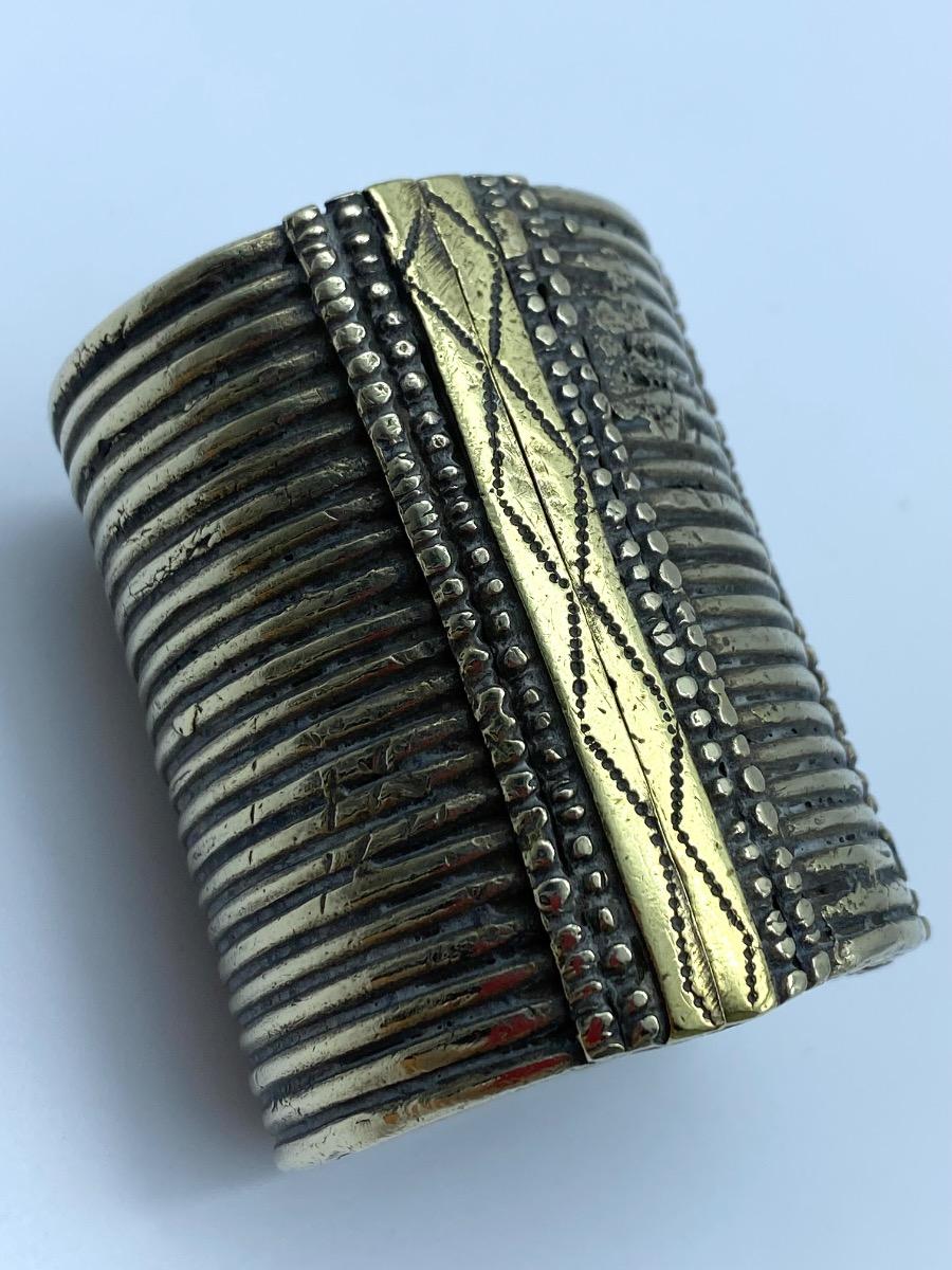 Harar Ethiopia Oromo ethnic coin silver and gilded sleef bracelet 